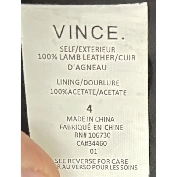Vince Black lamb Leather Moto Jacketsize 4 designer